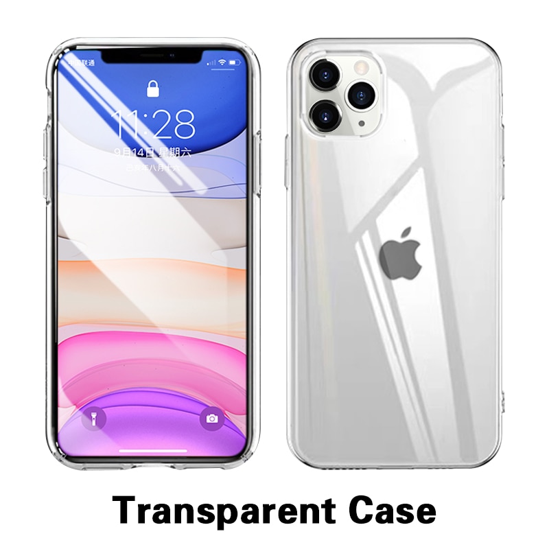 Fundas de teléfono de silicona de lujo a prueba de golpes para iPhone 11 Pro X XR XS MAX 6 7 8 Plus 11 funda transparente protección trasera: For iphone 11Pro Max / Transparent shell