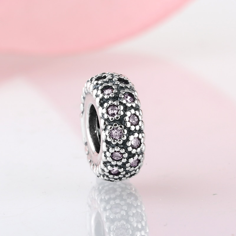 925 perles d'espacement en argent sterling avec zircone cubique rose tournesol, adaptées aux bracelets à breloques européens originaux, fabrication de bijoux