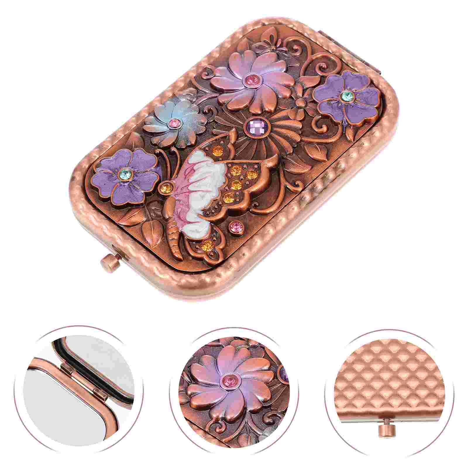 Dual-sided Cosmetics Mirror Folding Portable Makeup Mirror Metal Mirror