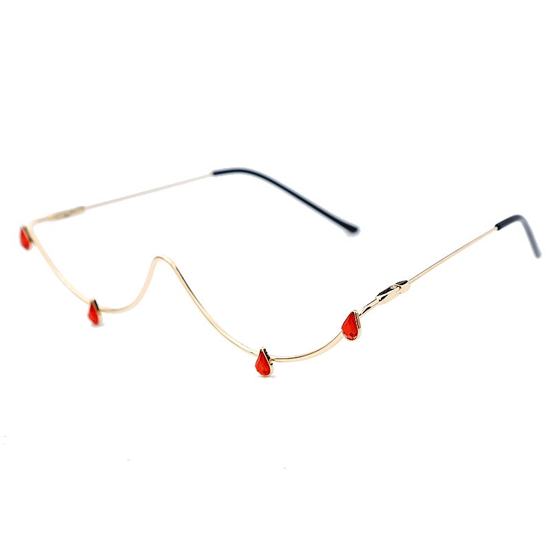 Rhinestone Glasses Frame Alloy Diamond Sunglasses Half Frame Glasses Women Luxury Crystal Water Decoration: 2