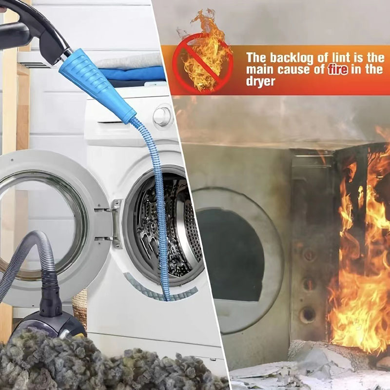 Kit de limpiador de ventilación para secadora, accesorio de vacío, eliminador de pelusas de secadora flexible con cable guía, manguera de limpieza de pantalla de pelusa