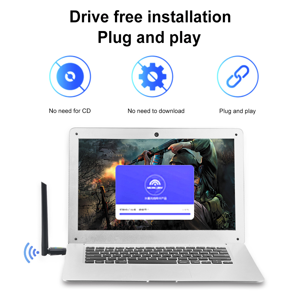 650Mbps USB WiFi Adapter Free Drive Dual Band 2.4G 5Ghz Wireless Network Card USB WiFi Receiver for Windows XP/7/8/8.1/10/11