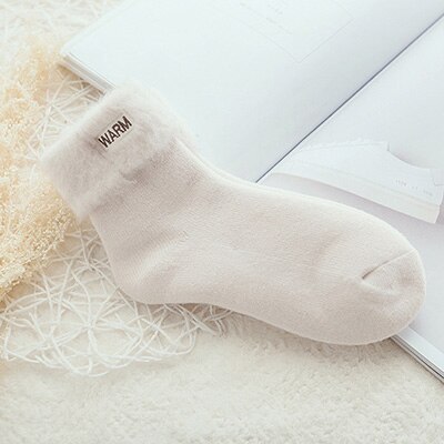 Chaussettes thermiques pour femmes, épaisses, chaudes, mignonnes, douces, duveteuses, neige, en coton, en cachemire, noires et blanches: 1