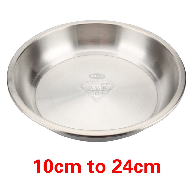 Food grade thick 304 Stainless Steel Seasoning Dish Plate Round Sauce Ketch Rice Container Kitchen Picnic plates dinner plates
