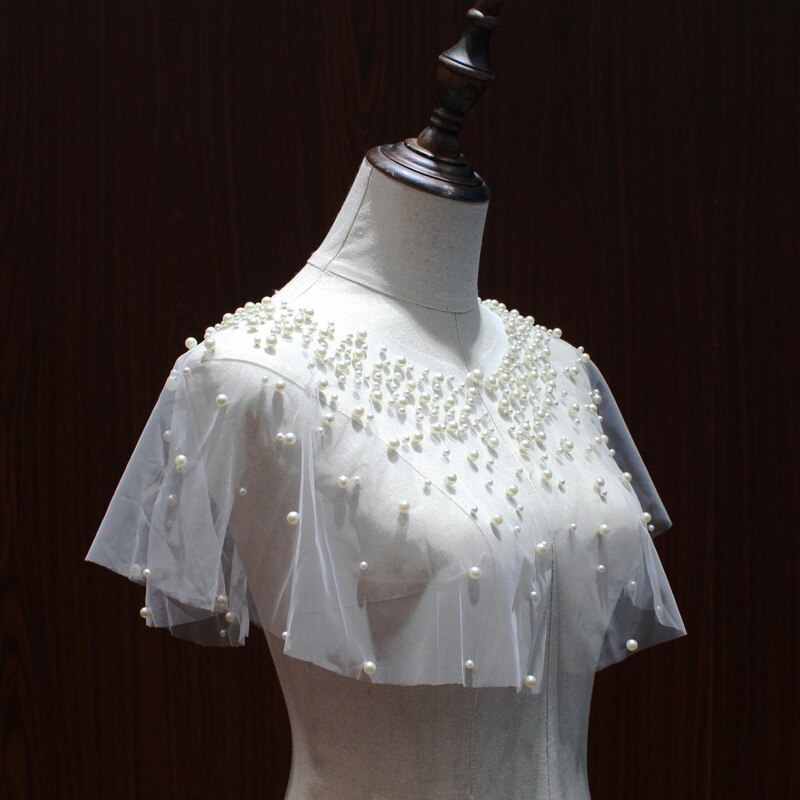 NZUK perle Tulle scialle da sposa bolero da sposa giacche per cappotto da festa nuziale coprispalle da donna top da sposa mantello da sposa: Default Title