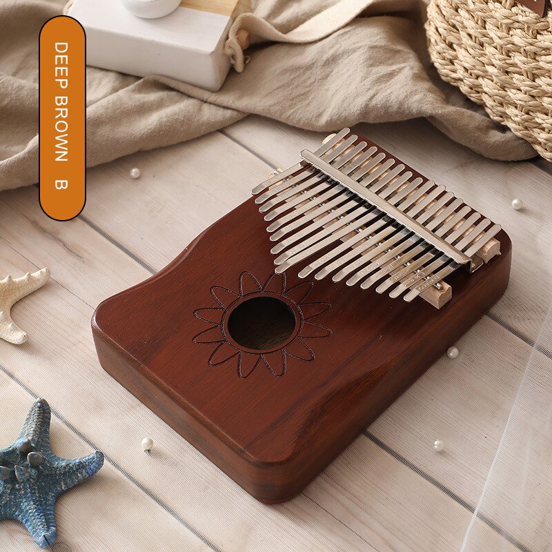 17 teclas Piano de pulgar Kalimba de de madera de caoba cuerpo instrumentos musicales con libro de Aprendizaje Ajuste martillo Kalimba Piano: type 2