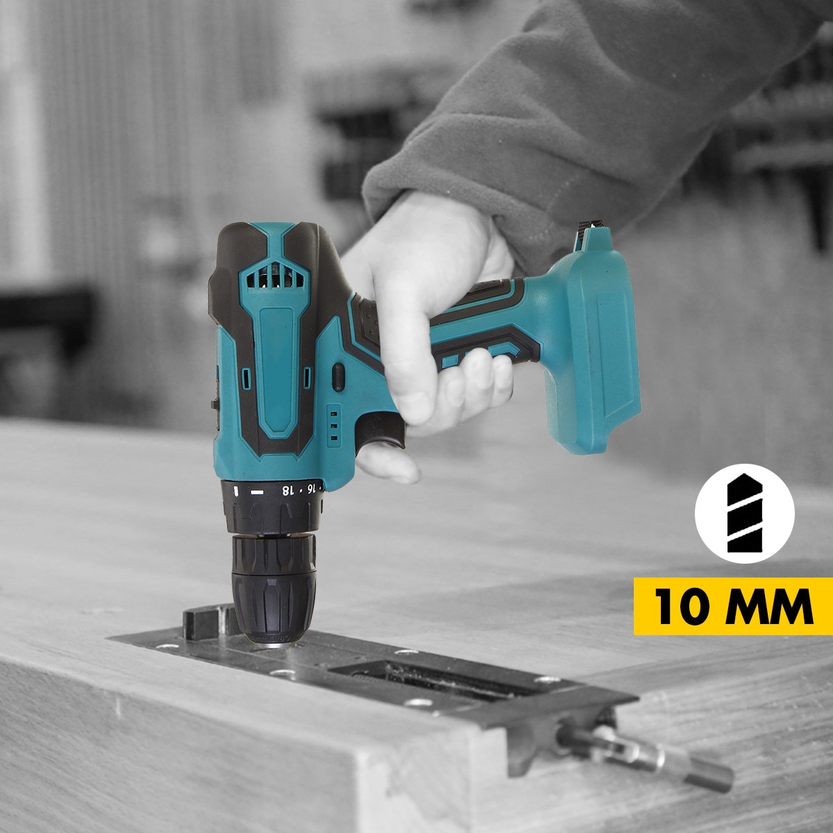 18V 21V 90Nm Cordless Brushed Electric Drill Hammer Drill Screwdriver DIY Wood Power Tool Rechargable For Makita Battery 10mm