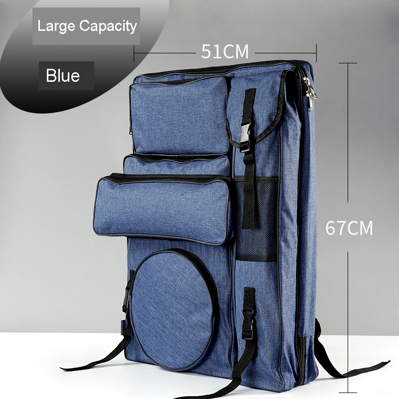 Art Bag Multifunction Artist Portfolio Canvas Backpack Waterproof Large Capacity for Sketching Drawing Art Supplies Storage: Blue