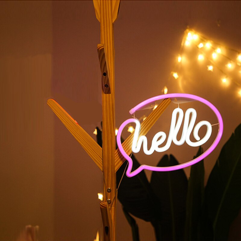 hello Neon Light LED Wall Lights Store Greeting Signs Home Decor Night Lamp Party Wedding Window Shop Battery & USB Powered