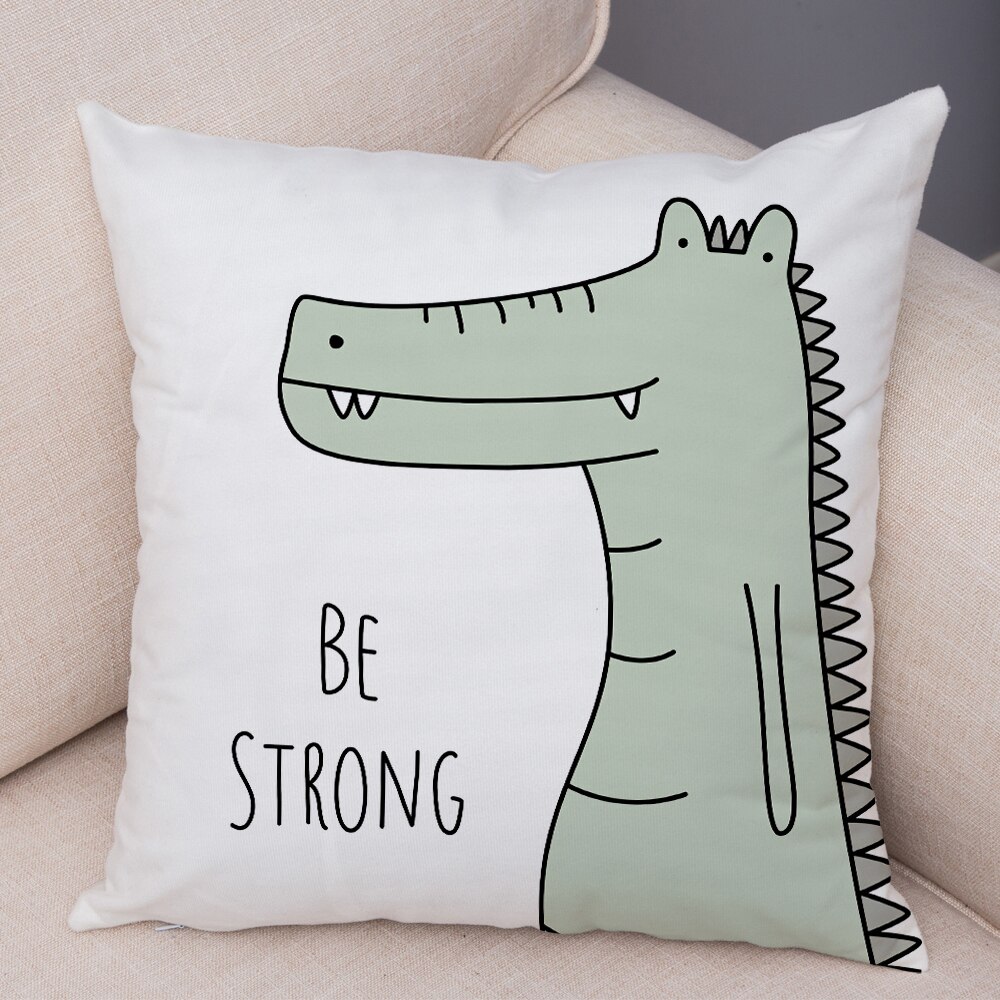 Nordique zèbre hippopotame girafe Lion Crocodile taie d'oreiller décor Animal housse de coussin pour canapé taie d'oreiller taies d'oreiller 45x45cm: H06