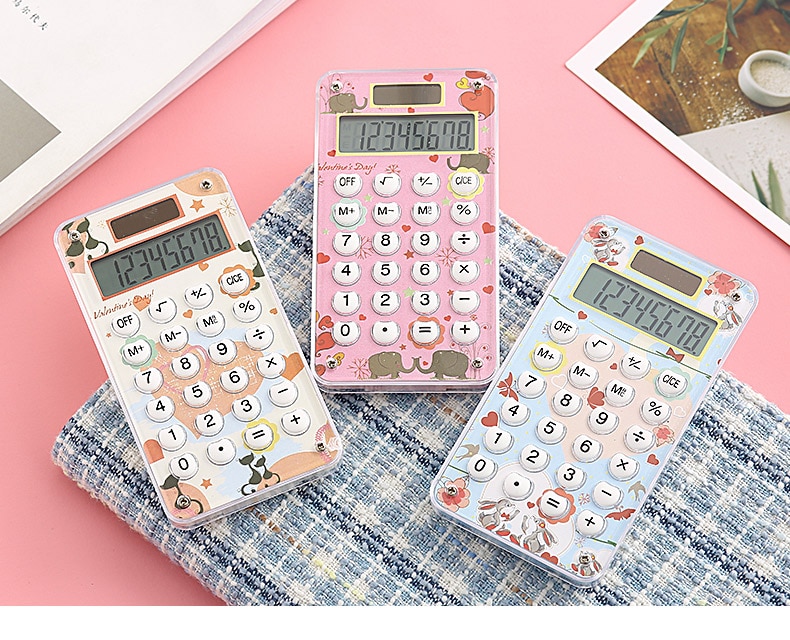 M & g 8- cifret mini lommeregner sød koreansk slik farve bærbar sol moderne lommeregner videnskabelig calculater skoleeksamen