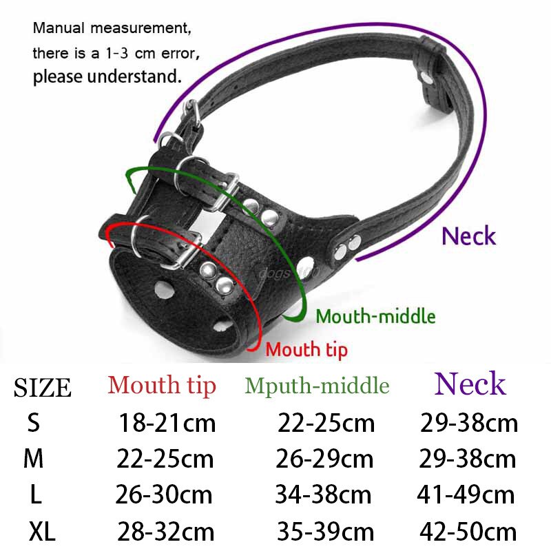 Dog Muzzle PU Leather Breathable Adjustable For Small big Dogs Muzzles Anti-Bite Safety and dog accessories