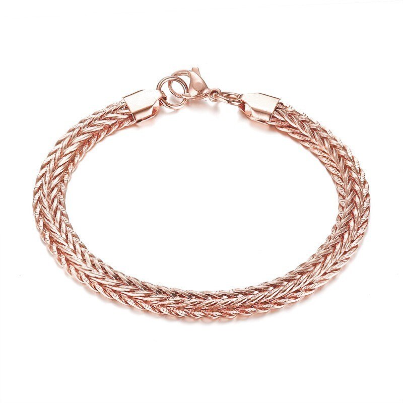 585 roséguld kedjor kvinnor armband armband rostfritt stål pulseira feminina tillbehör ingen blekning: Br -652r bild