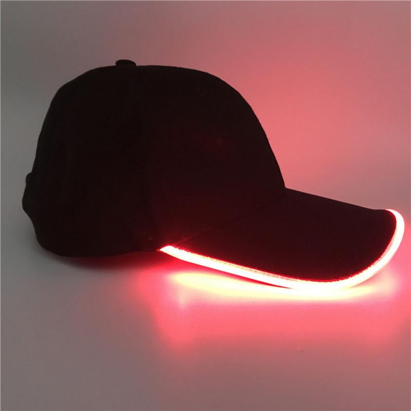 Gorra de béisbol con luz LED ajustable, gorro de béisbol con luz LED luminosa, Snapback, fibra óptica, turismo, colorido, actividad nocturna