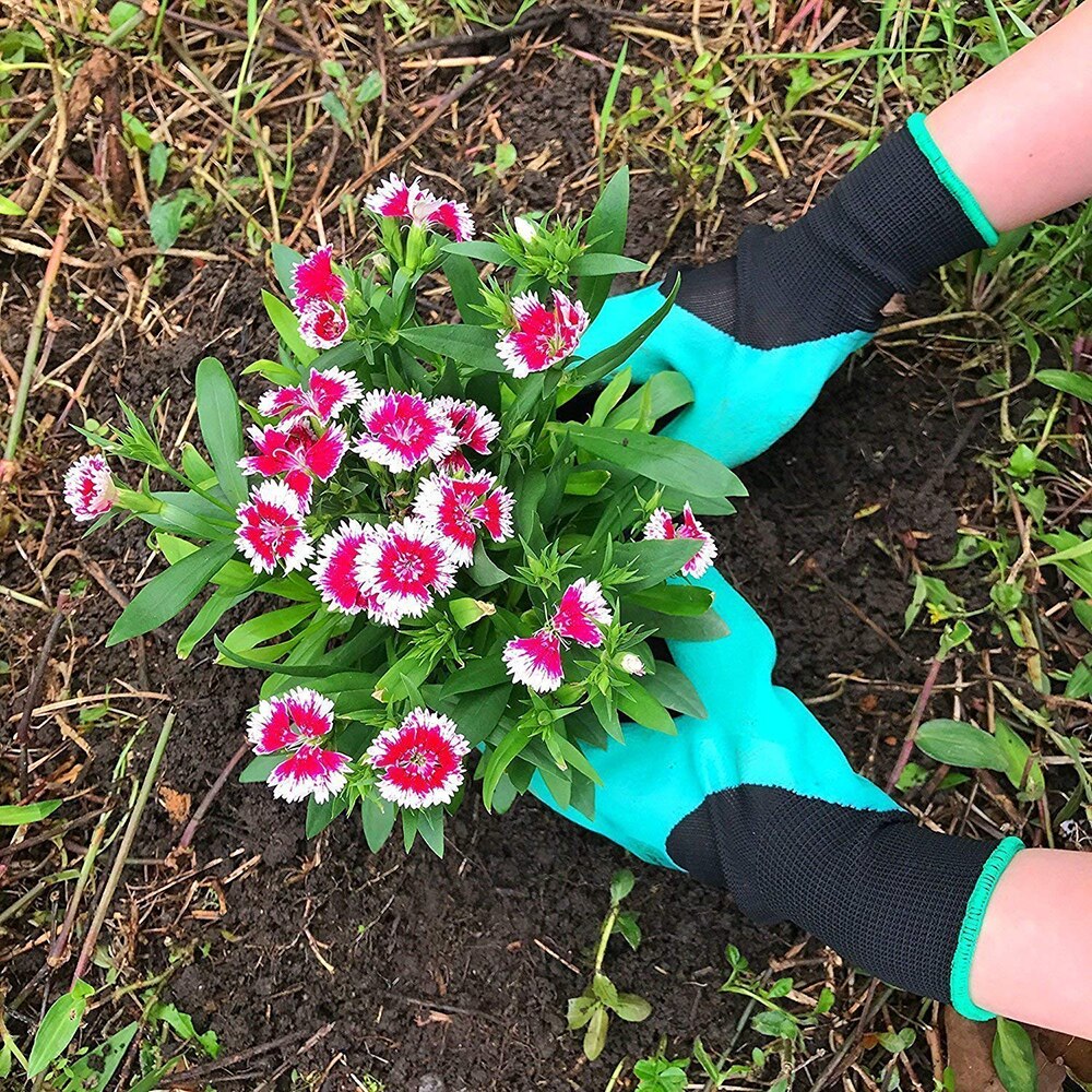 2 Pairs Gardening Gloves with Claws Puncture Resistant, Waterproof Safe Garden Gloves for Digging, Pruning &amp; Planting