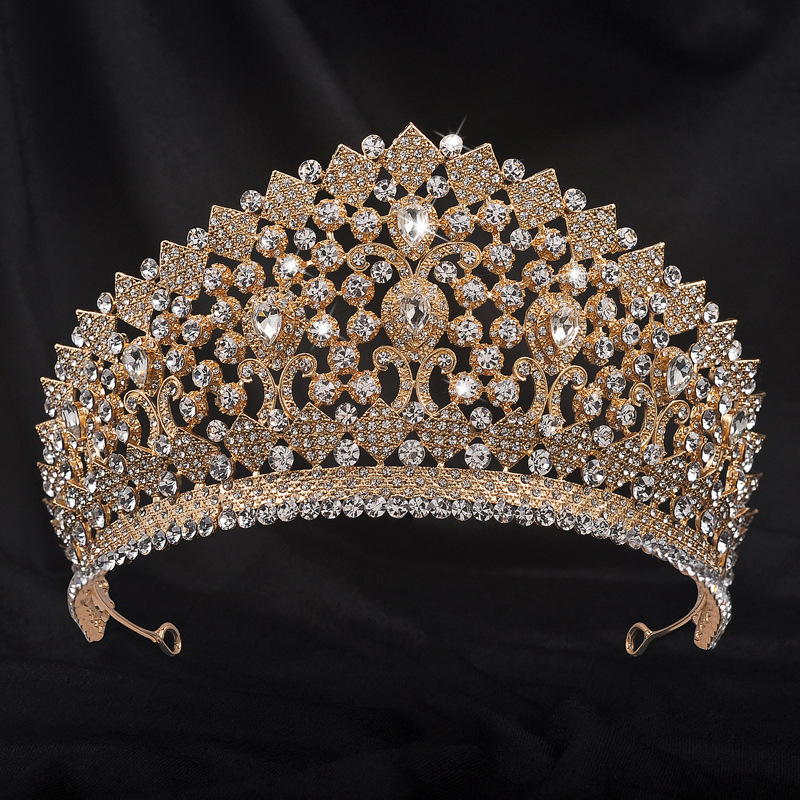 Levery Zirkoon schoonheidswedstrijd kroon hoofddeksels bruid sieraden: Goud-kleur