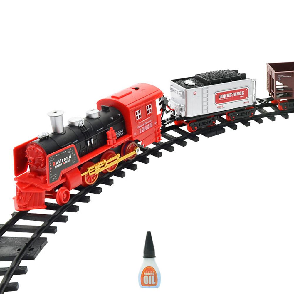 Trein Sets Oplaadbare Classic Stoomtrein Speelgoed Set Elektrische Rook Afstandsbediening Track Voor Kinderen Speelgoed Set X Mas