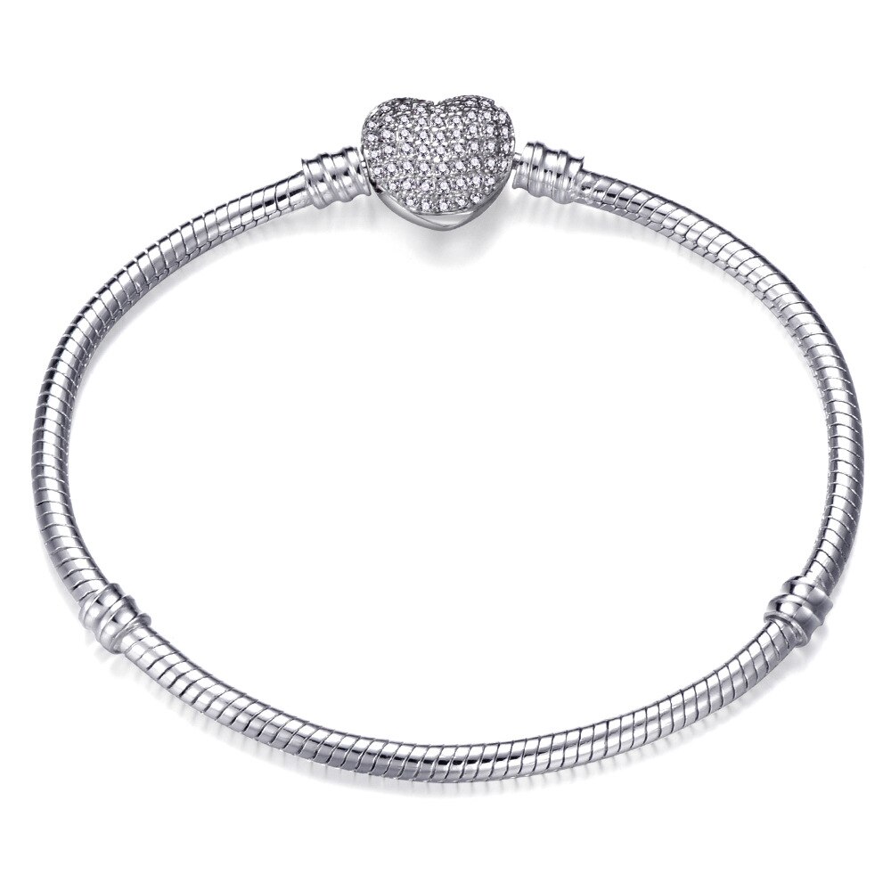 17-21cm Silber Farbe Liebe Schlange Kette Armbinde passen Original Perlen Charme DIY Perle Armreifen Schmuck Machen