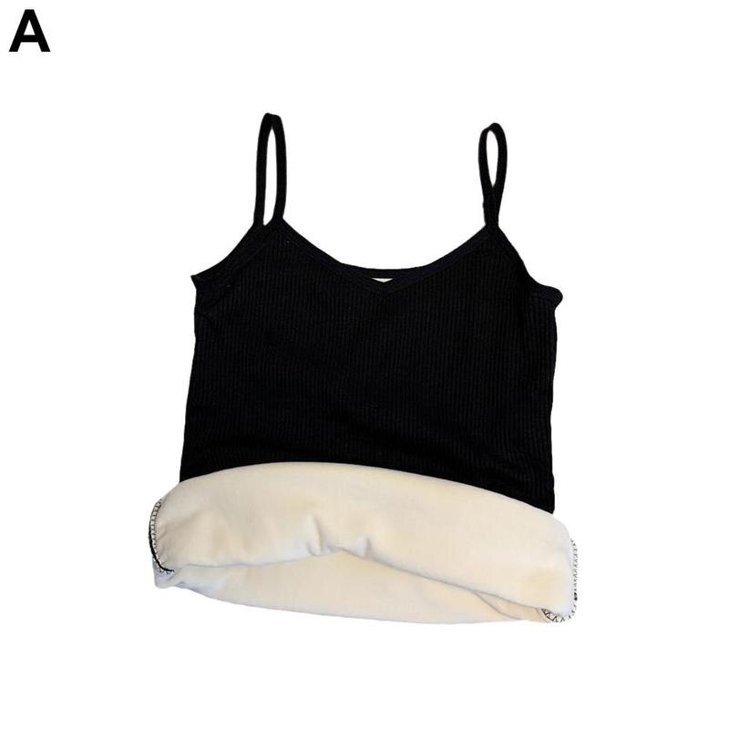 Chaleco de terciopelo sin mangas para mujer, ropa interior gruesa, cálida, combina con todo, camiseta cálida, E9n1: black / L