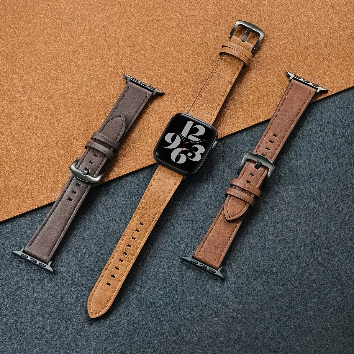 Klockarmband i kalvskinn till apple 5 se 7 klockarmband 8 kvinna 6 man 10 armband till iwatch 9 serien 49mm 44 45 46 42 40 41mm