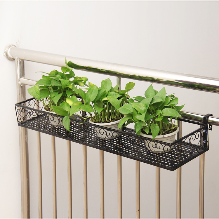 Balkon hængende blomsterstand jernstel plantestativ udendørs dekoration display metalramme: 1pc 30 x 20 x 12cm / 03