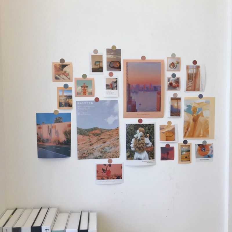 Ins Setting Sun Aestheticism Retro Art Postcard 20 Sheets Decorative Card Poster Set Diy Background Wall Sticker Photo Props