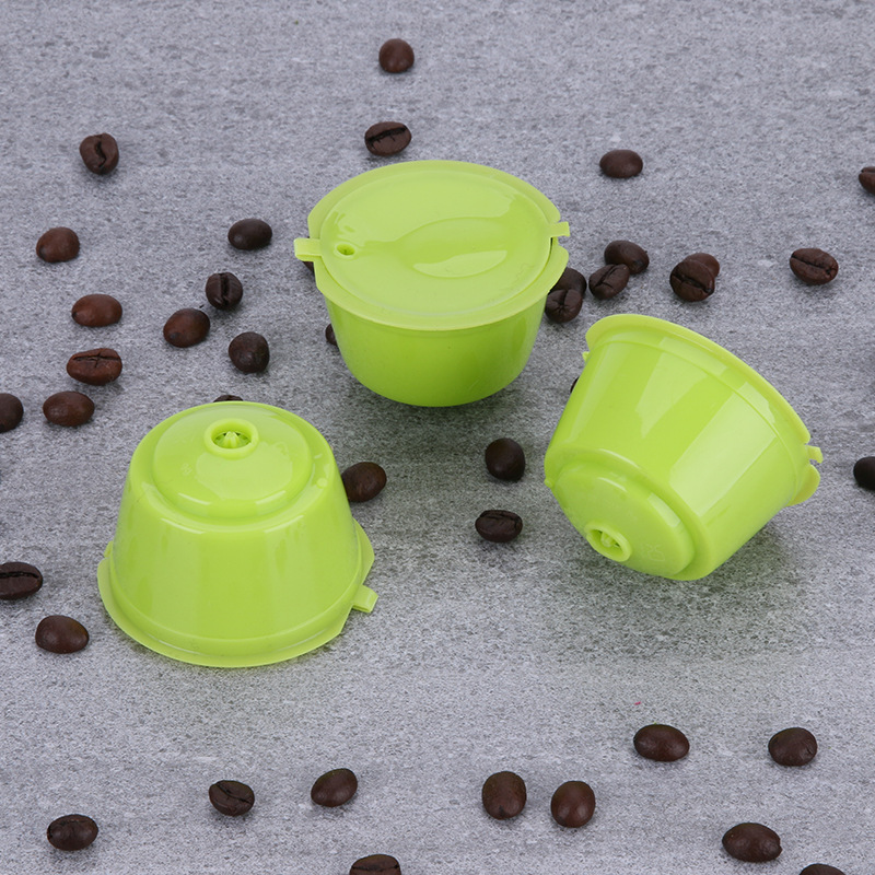 3 unids/lote cápsula de café Dolce Gusto reutilizable verde, cápsulas de cestas de filtro de café Dolce Gusto compatibles recargables de plástico: Verde claro