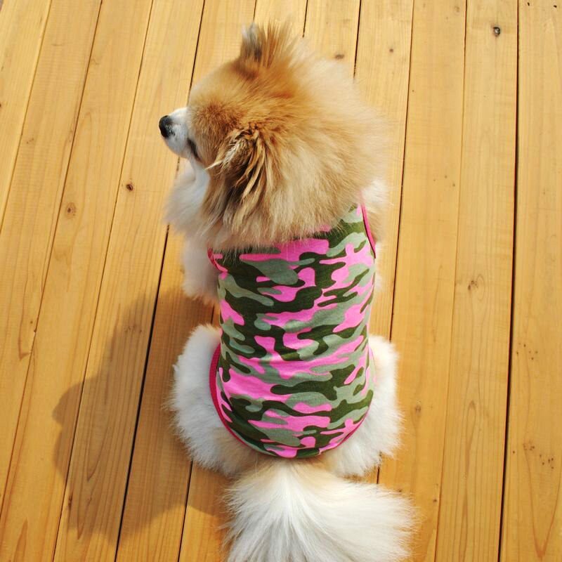 1Pcs Lente En Zomer Hond Kleren Puur Katoen Ademend T-shirt Teddy Puppy Corgi Camouflage Vest Puppy Kat Kleding