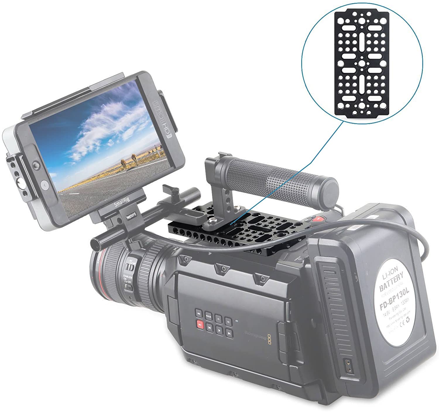 Smallrig placa de queijo multi-purpose placa de comutação com 1/4 3/8 furos de rosqueamento arri para blackmagic ursa mini câmera-1681