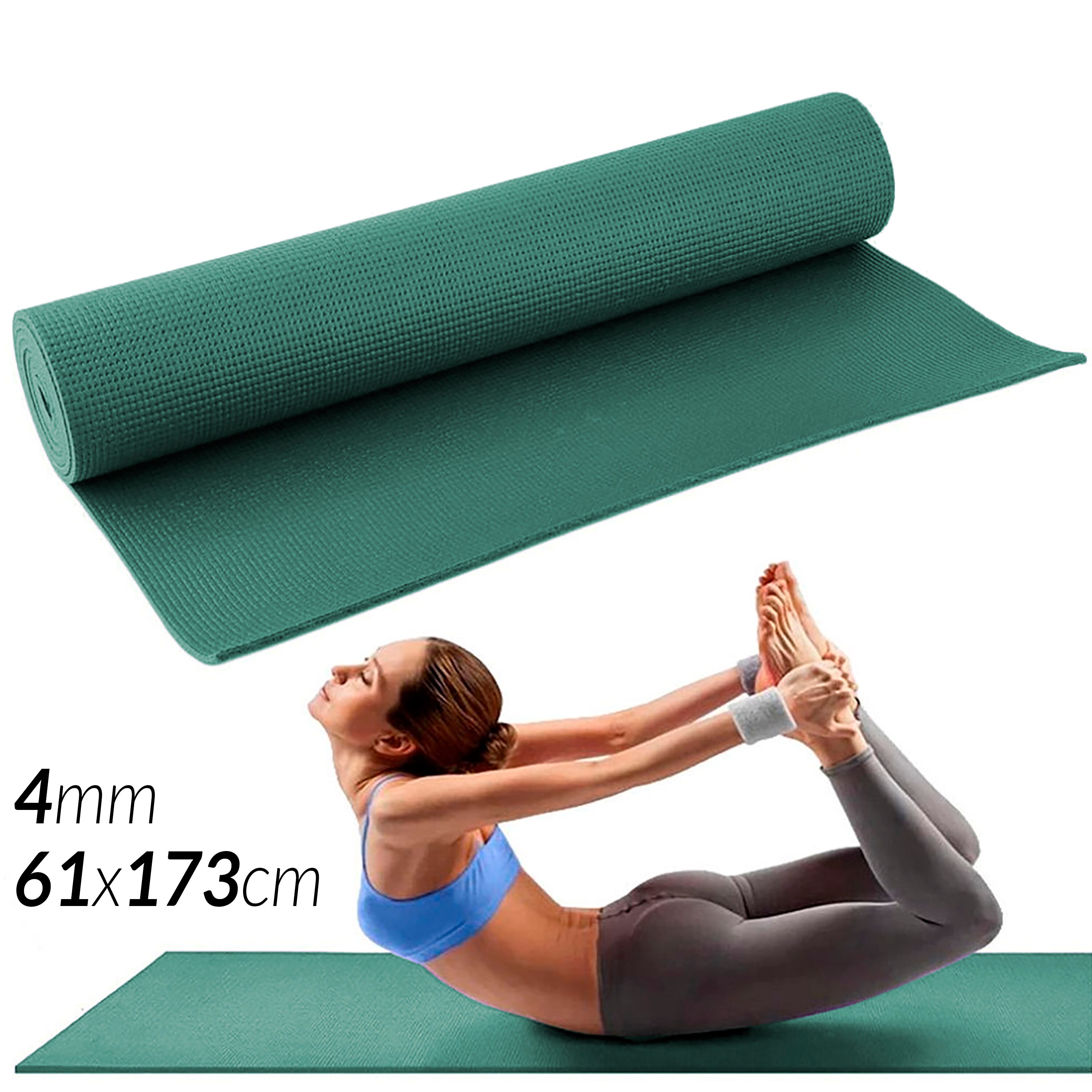 Esterilla para Yoga Gimnasia Colchoneta de Fitness Pilates Mat Alfombra Deporte Crossfit: Verde 61x173cm