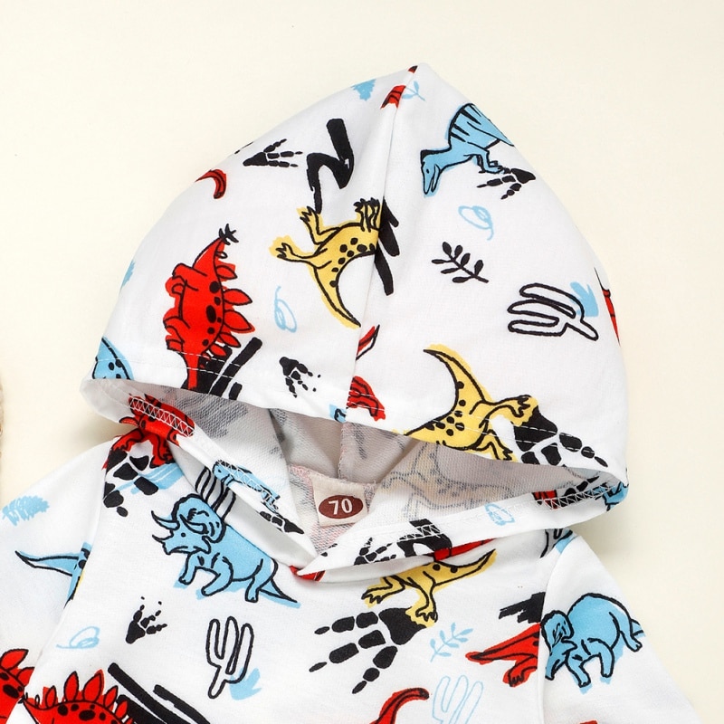 Kleinkind Baby Kleidung Mit Kapuze Lange Hülse Dinosaurier Druck Junge & Mädchen freundlicher Baby Strampler Baumwolle Gesamt Neue Geboren Baby Kleidung Outfit34