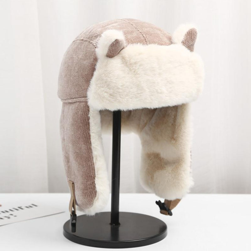 Ushanka – chapeau d'hiver épais pour femme, , coupe-vent, avec oreillettes
