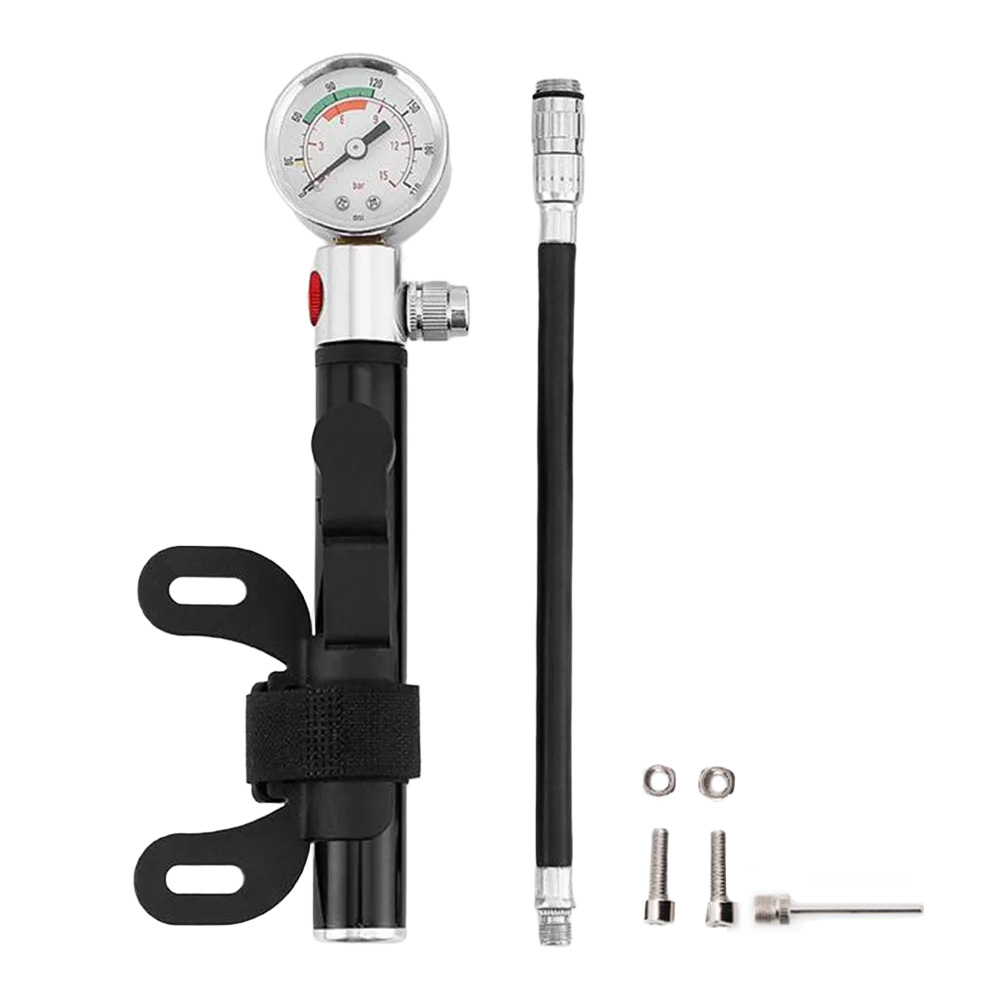 Manometer Fietspomp Bal Naald Inbegrepen Compact mee te nemen Verwisselbare spuitmonden 20,5x7,5x4,5CM: WHITE