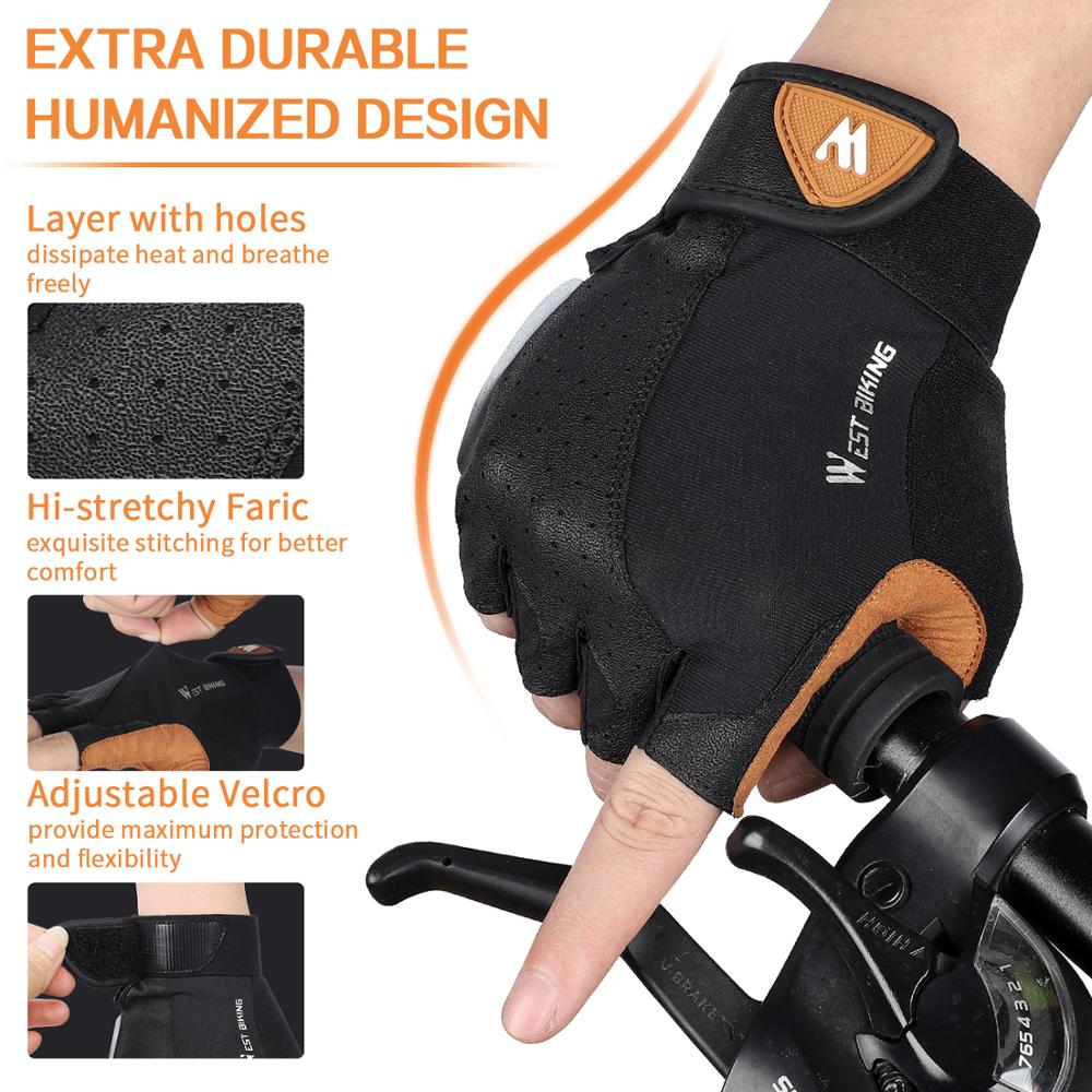 West Fietsen Fietsen Handschoenen Anti-Slip Ademende Mannen Vrouwen Handschoenen Anti-Shock Outdoor Sport Mtb Fiets Motorfiets handschoenen