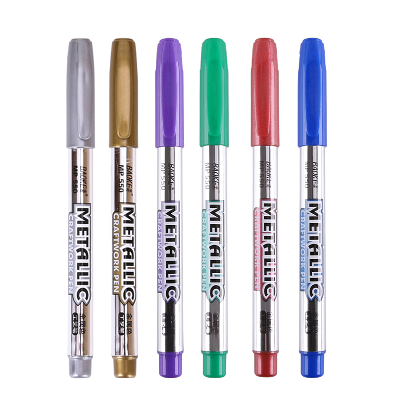 Baoke-rotuladores multiusos de Metal para manualidades, rotuladores de pintura permanente a prueba de agua, suministros de arte para estudiantes, 1,5mm, 6 colores: 6 Colors
