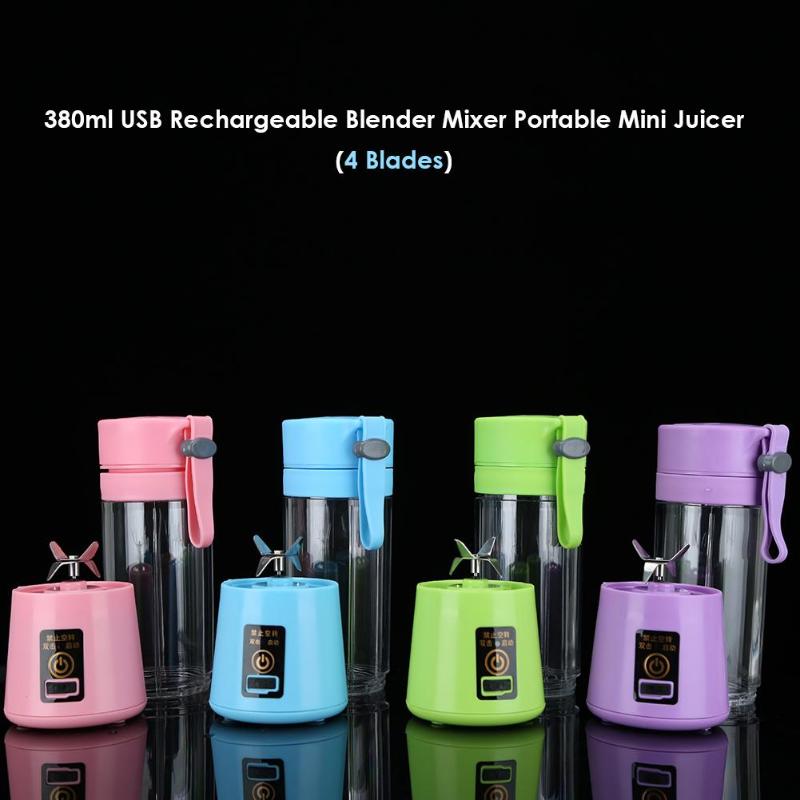 380ml USB Rechargeable Blender Mixer Portable Mini Juicer Juice Machine Smoothie Maker Household Small Juice Extractor