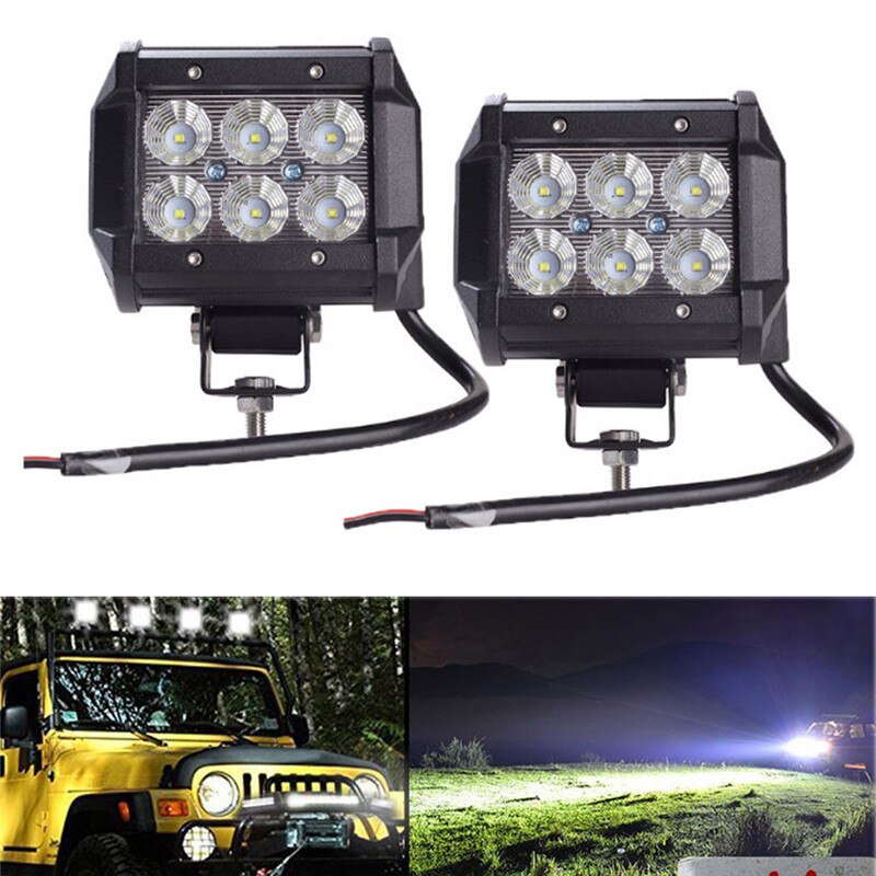 1Pc Auto Led Light Bar 18W Werk Licht Lamp Cree Chip Led Motorfiets Trekker Boot Off Road 4WD 4X4 Truck Suv Fog Licht Voor Atv