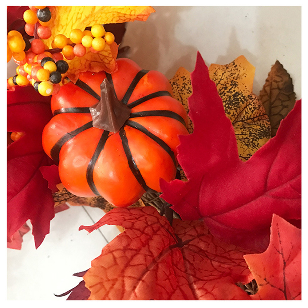 Guirnalda de Hojas de arce Artificial simulado, 30CM, guirnalda de hoja de arce de calabaza y bayas, decoración de pared para puerta, hogar, Navidad y Halloween