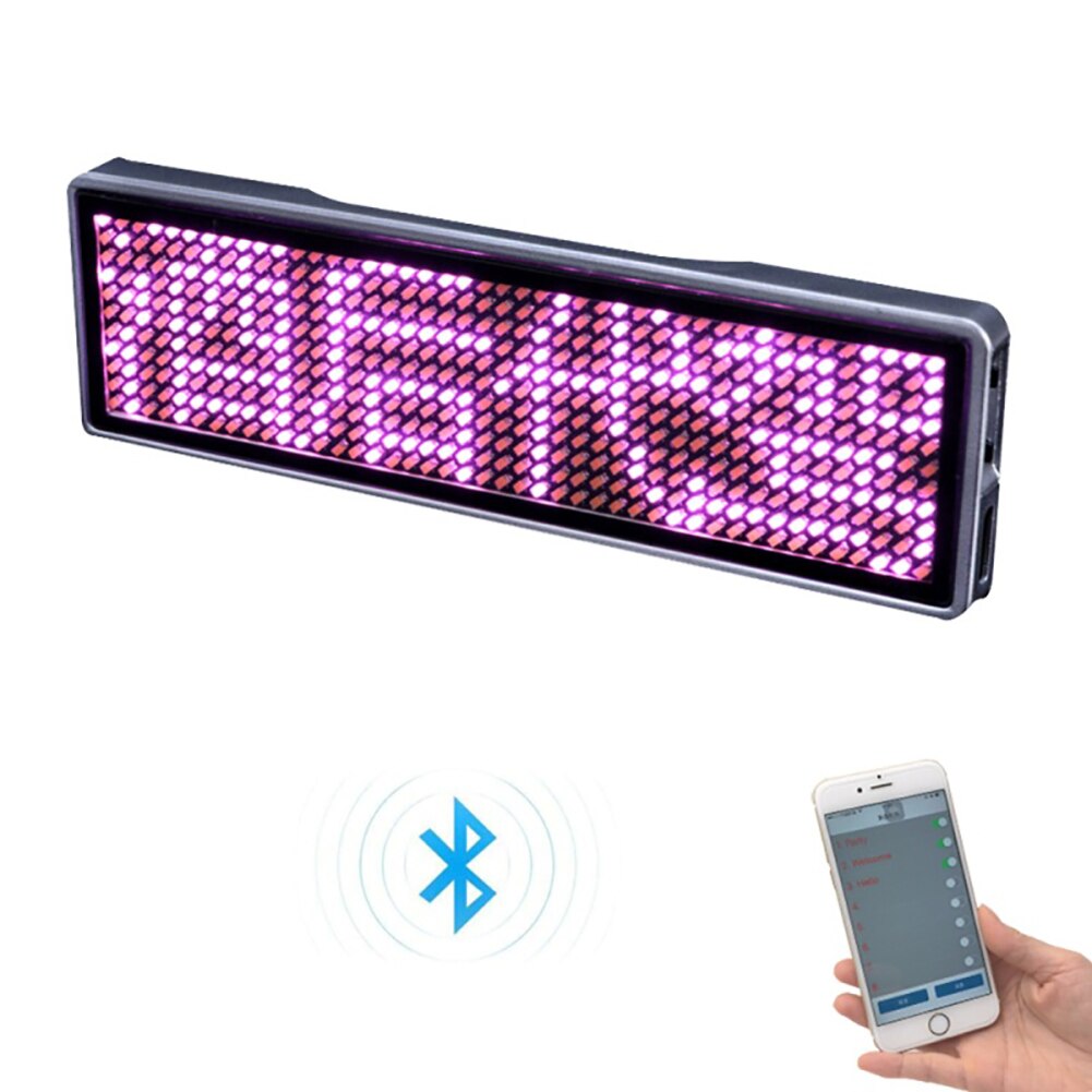 Oplaadbare Bluetooth Digitale Led Badge Insignia Diy Programmeerbare Scrolling Message Board Mini Led Display Led Naamplaatje: PINK