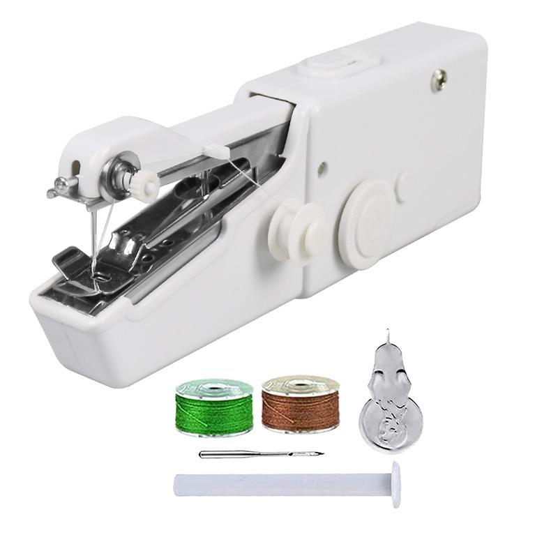 White Mini Sewing Machine DIY Clothes Small Stitch Machine Household Needlework Set Portable Sewing Machines with Sewing Kit: WT- Set 1