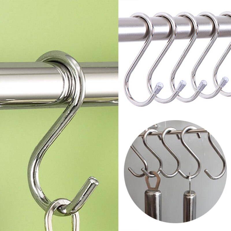 10 stk s-formede kroker hengende henger oppbevaringsholdere rustfritt metall kleshengere kroker kjøkkenartikler rustfritt stål antirust krok