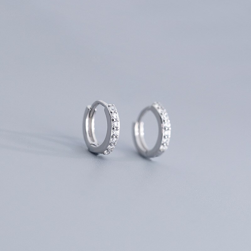 Reeti 925 Sterling Zilveren Ronde Oorringen Voor Vrouwen Shiny Cz Zilveren Sieraden: White