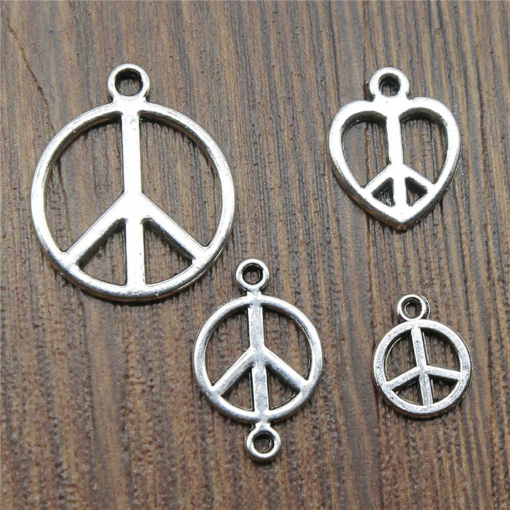 40pcs Peace Charms Pendant Antique Silver Color Peace Symbol Charm Pendants Jewelry Accessories DIY Peace Sign Charms