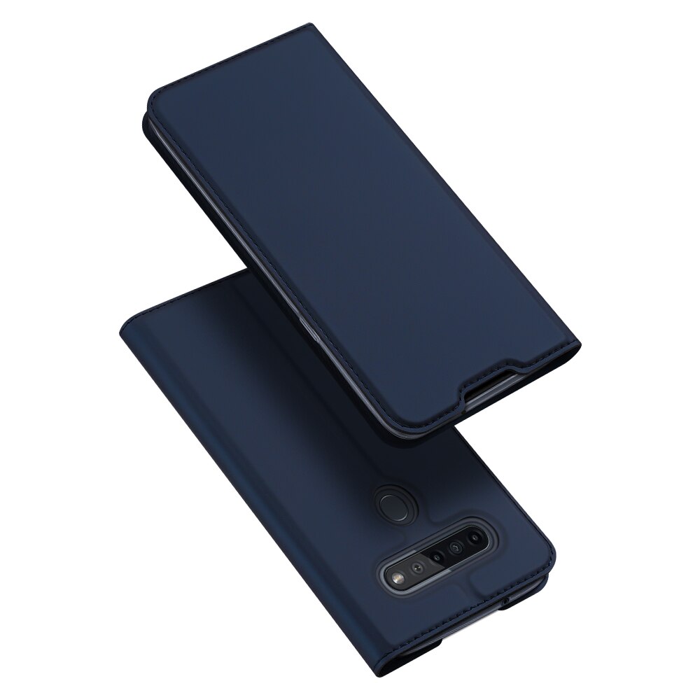 Voor lg  k41s hoesje 6.55 " dux ducis skin pro series flip portemonnee zakelijke leren hoesje voor lg  k41s hoesje met kaartsleuf accessoires: Donkerblauw