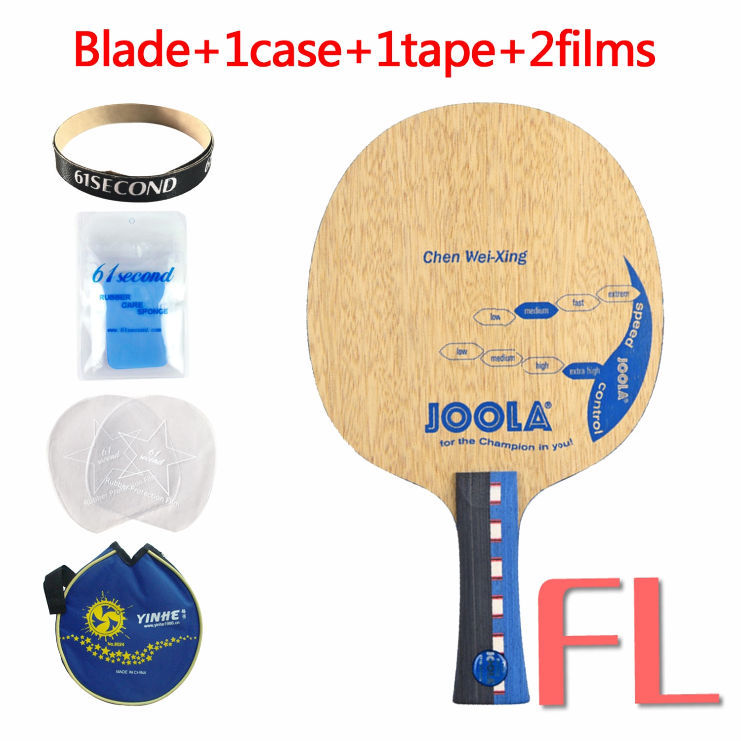 Originele Joola Chen Weixing Tafeltennis Blade Voor Hakken Verdediging Tafeltennis Racket Midden Snelheid Goede Controle: FL with YLM case