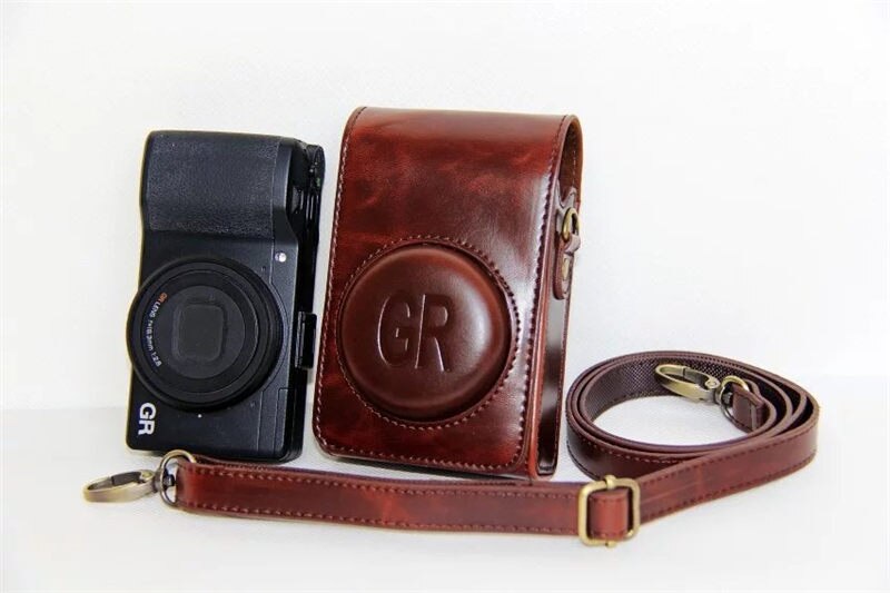 PU Camera Leather Case For Ricoh GR GRII GRIII GR GR2 GR3 Camera Bag Case Cover With Strap: Coffe