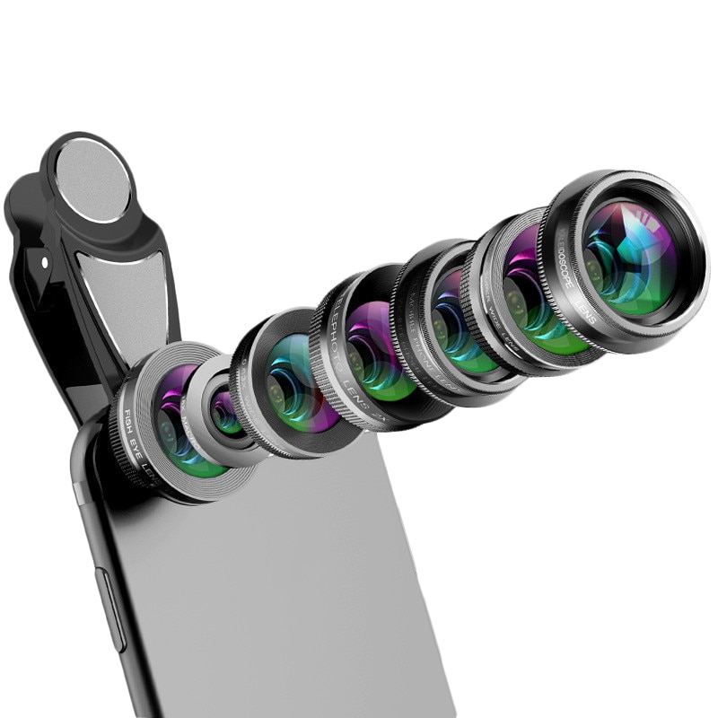 Telefon Kamera Objektiv, 7 In 1 Handy Lens Kit Für Iphone Und Android, fisch Auge Weitwinkel Makro Objektiv Cpl Kaleidoskop Und 2X Te