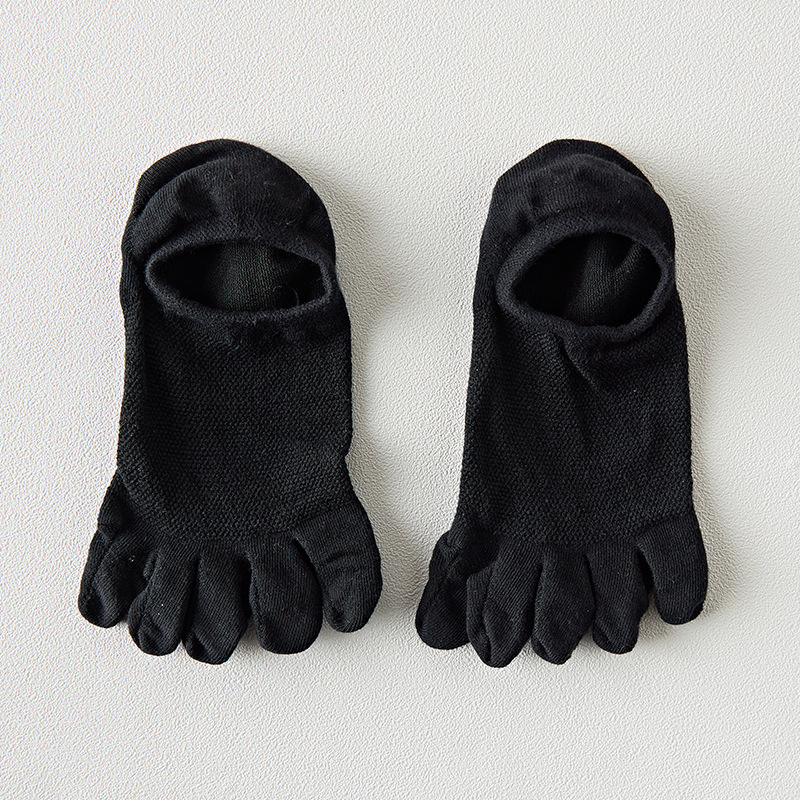 ¡Ventas calientes! Calcetines de cinco dedos para hombre y mujer, medias con punta tipo zapatilla, calcetines invisibles huecos de malla, calcetines cortos hasta el tobillo que absorben el sudor: Azul oscuro