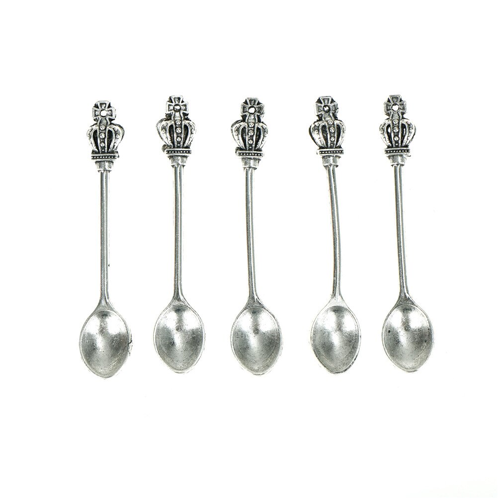 5 teile/los Besteck metall Gold Silber Kaffee Löffel Krone Dekor Griff Teelöffel Nachtisch Löffel Küche Cafe Liefert