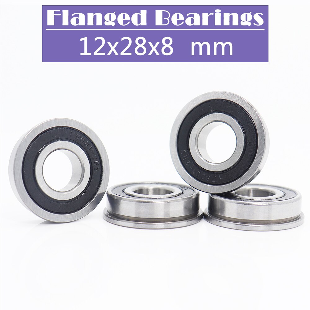 F6001RS Flange Bearing 12*28*8 mm ( 4 PCS ) Flanged F6001 RS 2RS 6001RS Ball Bearings